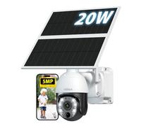 Xega 5MP【10X Zoom Ottico】 Telecamera 2.4GHz Wi-Fi con 20W Pannello Solare 30,000mAh Batteria Registrazione 24/7 Rilevamento del Movimento Umano 100ft Visione Notturna Colori Audio Bidirezionale IP65