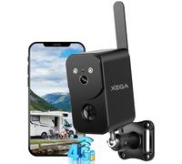 Xega Telecamera 4G LTE con SIM e Batteria 10000mAh - Portatile e Senza Fili per Esterno e Interno, Visione Notturna a Colori, Proiettore, Sirena, Allerte Istantanee via APP, Impermeabile【Senza WiFi】