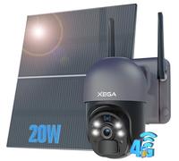Xega Telecamera 4G Solare Esterno con SIM, Pannello solare 20W, 20000mAh