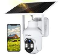 Xega Telecamera con Sim 4G da Esterno, 2K HD PTZ Telecamere Senza WiFi con Pannello Solare Batterie 10400mAh, Visione Notturna a Colori, Rilevamento Umano PIR, Audio a 2 Vie, IP66