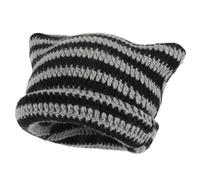 XehCaol Y2k Beanie Gatto, Divertente Cappello Con Orecchie da Gatto, Berretto in Maglia, Cappello a Coste con Orecchie da Gatto, Corna da Diavolo, Accessori Grunge per Ragazze Y2k, Nero , M