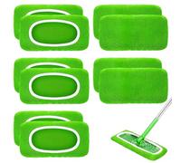 XEKONT 10 PCS Panni Riutilizzabili per Swiffer Mop, Cuscinetti in microfibra, Panni Cuscinetti per Mocio in Microfibra di Ricambio,Straccio Lavapavimenti per Pavimenti Asciutti/Bagnati, verde
