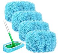 XEKONT 4 PCS Panni Riutilizzabili per Swiffer Mop, Cuscinetti in microfibra, Panni Cuscinetti per Mocio in Microfibra di Ricambio,Straccio Lavapavimenti per Pavimenti Asciutti/Bagnati(blu)
