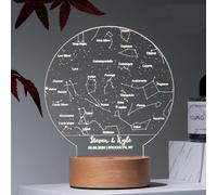 XEL Luce Notturna Personalizzata,Mappa Stellare Personalizzata con Luce,Mappa Personalizzata Primo Incontro,Dove Tutto Ebbe Inizio,Mappa Costellazioni Lampada Personalizzata,Regalo Coppia (3colore)