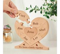 XEL Puzzle Personalizzato in Legno A Forma di Cuore,Puzzle di Legno Personalizzato 1-8 Nome,Natale,Compleanno,Festa della Mamma,Festa del papà,Famiglia Regalo,Decorazione da Scrivania