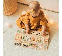 XEL Puzzle Personalizzato per Bambino con Nome,Puzzle Legno Giocattoli Bambini 1, 2, 3 Anni,Puzzle di Animali con Maniglie, Montessori Giochi Bambino Educativi,Regalo Neonato Personalizzato con Nome