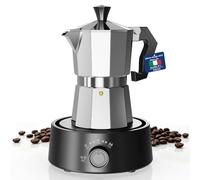 Xelanza Moka elettrica Programmabile per caffè in polvere, Macchina Caffè, 6 Tazze, Potenza 600 W, Piastra Riscaldante, Timer, Mantenimento in caldo (300ml)