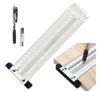 Xemnys Righello quadrato a T per scrittura, ultra precisione, in acciaio inox, per la lavorazione del legno, con fori, strumento di misurazione per falegnami, 200 mm