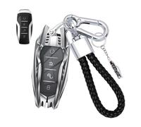 XENDRO Custodia per chiave auto adatta per BYD Atto Sealion Han Dolphin | Custodia protettiva per chiave compatibile con BYD Tang Song Pro-DM-i Yuan Qin, telecomando, portachiavi, B argento