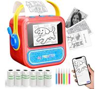 XenGro Smart AI Voice Sticker Printer Box, mini stampante termica per etichette con display, senza inchiostro portatile per casa, ufficio, studio e progetti fai da te, 6 rotoli di carta inclusi