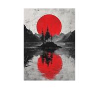 XENIOU bianco e nero Lago delle montagne del tramonto quadros decoração, Per bagno, camera da letto, soggiorno, ufficio, cucina.(bianco e nero)-80x120cm Non incorniciato