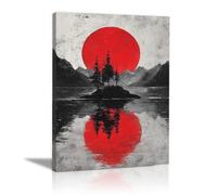 XENIOU bianco e nero Lago delle montagne del tramonto quadros decoração, Per bagno, camera da letto, soggiorno, ufficio, cucina.(bianco e nero)-40x60cm Incorniciato