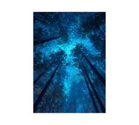XENIOU Decorazione Da Parete Pittura della foresta sotto le stelle quadri in tela, quadri vintage per quadri per soggiorno, camera da letto, appartamento.(blu)-60x90cm Non incorniciato