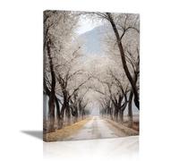 XENIOU Decorazione Da Parete Pittura dell'albero sul ciglio della strada stampe su tela, La Casa Camera da Letto Soggiorno Bagno Cucina Ufficio.(bianco)-40x60cm Incorniciato