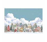 XENIOU Murales festivos Una piccola città nella neve cuadros lienzos decorativos, Per soggiorno, bagno, camera da letto, ufficio, cucina.(Multicolore)-20x30cm Non incorniciato