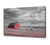 XENIOU quadri moderni bianco e nero Case della prateria e cavalli quadros decoração, Per bagno, camera da letto, soggiorno, ufficio, cucina.(bianco e nero)-40x60cm Incorniciato