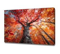 XENIOU Quadri Moderni L'albero dalle foglie gialle nella foresta quadri in tela, quadri vintage per quadri per soggiorno, camera da letto, appartamento.(arancia)-60x90cm Incorniciato