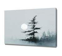 XENIOU quadro moderno bianco e nero Dipinto di un grande albero sotto la luna Per bagno, soggiorno, camera da letto, ufficio, cucina, decoracion pared.(bianco e nero)-70x100cm Incorniciato