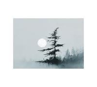 XENIOU quadro moderno bianco e nero Dipinto di un grande albero sotto la luna Per bagno, soggiorno, camera da letto, ufficio, cucina, decoracion pared.(bianco e nero)-60x90cm Non incorniciato