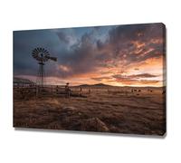 XENIOU Quadro Natura Paesaggio di pascoli erbosi stampe su tela, La Casa Camera da Letto Soggiorno Bagno Cucina Ufficio.(arancia)-70x100cm Incorniciato