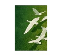 XENIOU Quadro Natura Uccelli che volano sulla prateria stampe su tela, La Casa Camera da Letto Soggiorno Bagno Cucina Ufficio.(verde)-40x60cm Non incorniciato
