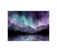 XENIOU Quadro Paesaggio Montagne e boschi sotto le stelle stampe su tela, La Casa Camera da Letto Soggiorno Bagno Cucina Ufficio.(porpora)-20x30cm Non incorniciato