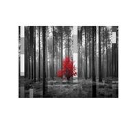 XENIOU Quadro Su Tela Natura Alberi a foglia rossa in una foresta astratta stampe su tela, La Casa Camera da Letto Soggiorno Bagno Cucina Ufficio.(rosso)-80x120cm Non incorniciato