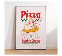 XENITE Casa Poster Decorativo Moderna Pizza Doppio Formaggio La Migliore Pizza in Città Stampe Artistiche da Parete Poster su Tela Quadro Senza Cornice per Arredamento Ristorante(30x40cm)