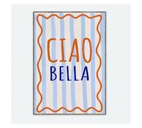 XENITE Casa Poster Decorativo Moderno Italiano Ciao Bella Citazione Stampa Artistica da Parete Dormitorio Tendenza Blu Pastello Tela Poster Immagine Pittura per La Decorazione Domestica(21x30cm)