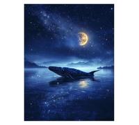 XENITE Casa Poster Decorativo Poster di Balene Sognanti, Stampe, Notte Magica E Serena, Surreale, Circondato da Stelle, Dipinti su Tela, Quadri Artistici, Decorazioni per La Casa(O,20x30cm)