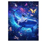 XENITE Casa Poster Decorativo Poster di Balene Sognanti, Stampe, Notte Magica E Serena, Surreale, Circondato da Stelle, Dipinti su Tela, Quadri Artistici, Decorazioni per La Casa(L,20x30cm)