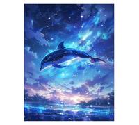 XENITE Casa Poster Decorativo Poster di Balene Sognanti, Stampe, Notte Magica E Serena, Surreale, Circondato da Stelle, Dipinti su Tela, Quadri Artistici, Decorazioni per La Casa(D,50x70cm)