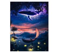 XENITE Casa Poster Decorativo Poster di Balene Sognanti, Stampe, Notte Magica E Serena, Surreale, Circondato da Stelle, Dipinti su Tela, Quadri Artistici, Decorazioni per La Casa(H,40x60cm)