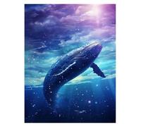 XENITE Casa Poster Decorativo Poster di Balene Sognanti, Stampe, Notte Magica E Serena, Surreale, Circondato da Stelle, Dipinti su Tela, Quadri Artistici, Decorazioni per La Casa(K,30x40cm)