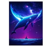 XENITE Casa Poster Decorativo Poster di Balene Sognanti, Stampe, Notte Magica E Serena, Surreale, Circondato da Stelle, Dipinti su Tela, Quadri Artistici, Decorazioni per La Casa(G,20x30cm)