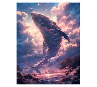 XENITE Casa Poster Decorativo Poster di Balene Sognanti, Stampe, Notte Magica E Serena, Surreale, Circondato da Stelle, Dipinti su Tela, Quadri Artistici, Decorazioni per La Casa(J,30x40cm)