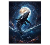 XENITE Casa Poster Decorativo Poster di Balene Sognanti, Stampe, Notte Magica E Serena, Surreale, Circondato da Stelle, Dipinti su Tela, Quadri Artistici, Decorazioni per La Casa(F,40x60cm)