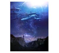 XENITE Casa Poster Decorativo Poster di Balene Sognanti, Stampe, Notte Magica E Serena, Surreale, Circondato da Stelle, Dipinti su Tela, Quadri Artistici, Decorazioni per La Casa(I,20x30cm)
