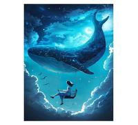 XENITE Casa Poster Decorativo Poster di Balene Sognanti, Stampe, Notte Magica E Serena, Surreale, Circondato da Stelle, Dipinti su Tela, Quadri Artistici, Decorazioni per La Casa(C,40x60cm)