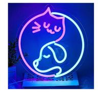 XENITE Luci al Neon Da Parete Decorazione Da Parete A Yin Yang Cat Dog Neon, Studio Per Amanti, Bar, Feste 31.5x30cm
