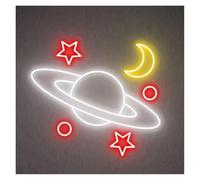 XENITE Luci al Neon Da Parete Insegna Al Neon A Con Stelle E Luna, Spazio, Arte Da Parete, Appesa, Bar, Club, Sala Giochi, Camera Da Letto,40.6cm(B)
