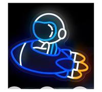 XENITE Luci al Neon Da Parete Insegna Al Neon Con Astronave Astronauta Per Decorazioni Da Parete Luce Per Camera Da Letto Amante Della Galassia Festa Nello Spazio Esterno 36.25cm×29cm