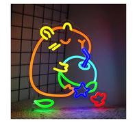 XENITE Luci al Neon Da Parete Insegna Al Neon Con Bevanda Capibara Luce Dimmerabile Per Negozi Di Tè Al Latte Caffè Attività Commerciali Ristoranti Bar Feste Decorazione 38.5cmx36.3cm