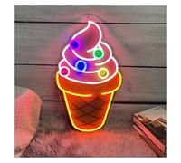 XENITE Luci al Neon Da Parete Insegna Al Neon Con Cono Gelato, Stampa UV, Luce A Per Gelateria, Ristorante, Cartello Di Benvenuto 28cmx45cm