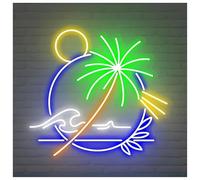 XENITE Luci al Neon Da Parete Insegna Al Neon Con Palma, Decorazione Da Parete Per Bar, Club E Spiaggia, Decorazione Estiva Per Feste Tropicali E Oceaniche.(B,60CM)