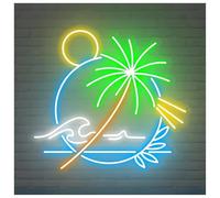 XENITE Luci al Neon Da Parete Insegna Al Neon Con Palma, Decorazione Da Parete Per Bar, Club E Spiaggia, Decorazione Estiva Per Feste Tropicali E Oceaniche.(C,60CM)