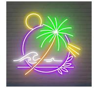 XENITE Luci al Neon Da Parete Insegna Al Neon Con Palma, Decorazione Da Parete Per Bar, Club E Spiaggia, Decorazione Estiva Per Feste Tropicali E Oceaniche.(E,80CM)