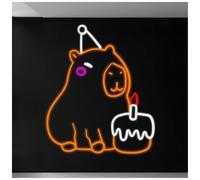 XENITE Luci al Neon Da Parete Insegna Al Neon Decorativa Capybara Happy Birthday Per Bambini E Adolescenti, 43cm
