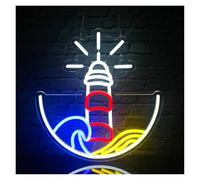 XENITE Luci al Neon Da Parete Insegna Al Neon Del Faro Onda Luce LED Sul Mare Per La Decorazione Della Parete Della Camera Da Letto Della Festa Ingresso Stretto 33cmх32cm
