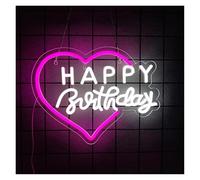 XENITE Luci al Neon Da Parete Insegna Al Neon Happy Birthday Con Presa USB E Luce LED Per Feste Di Compleanno, Decorazione Estetica Da Parete Per Interni, 35.6cmх27.3cm